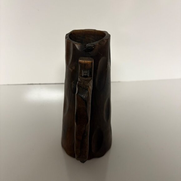 Carved Wooden Beer Mug Tankard Stein Rustic Mid-Century Vintage - Picture 8 of 8